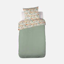sweeek Set biancheria da letto cotone reversibile stampato autunno singola, 140cm