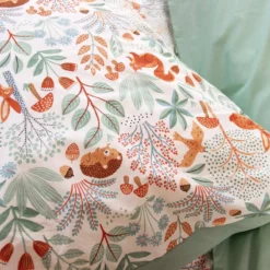 sweeek Set biancheria da letto cotone reversibile stampato autunno singola, 140cm