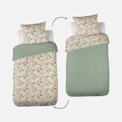 sweeek Set biancheria da letto cotone reversibile stampato autunno singola, 140cm
