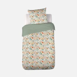sweeek Set biancheria da letto cotone reversibile stampato autunno singola, 140cm