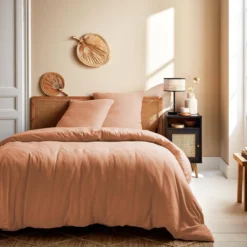 sweeek Set biancheria da letto di cotone pesca