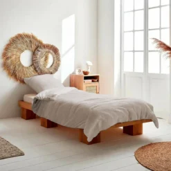 sweeek Set biancheria da letto di cotone color ciottolo