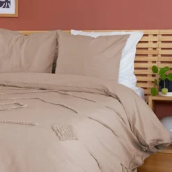 sweeek Set biancheria da letto di cotone rosa, 2 posti