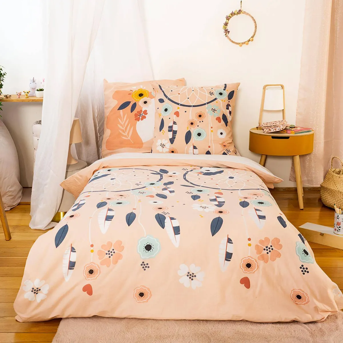 sweeek Set biancheria da letto in cotone reversibile con fantasia, 1 posto