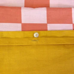 sweeek Set biancheria da letto in cotone con motivo a scacchi rosso e arancione, 2 posti