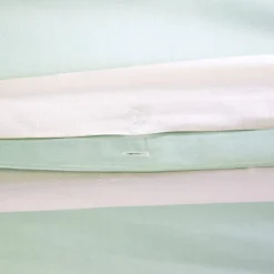 sweeek Set biancheria da letto in cotone a righe bianco e verde, 2 posti
