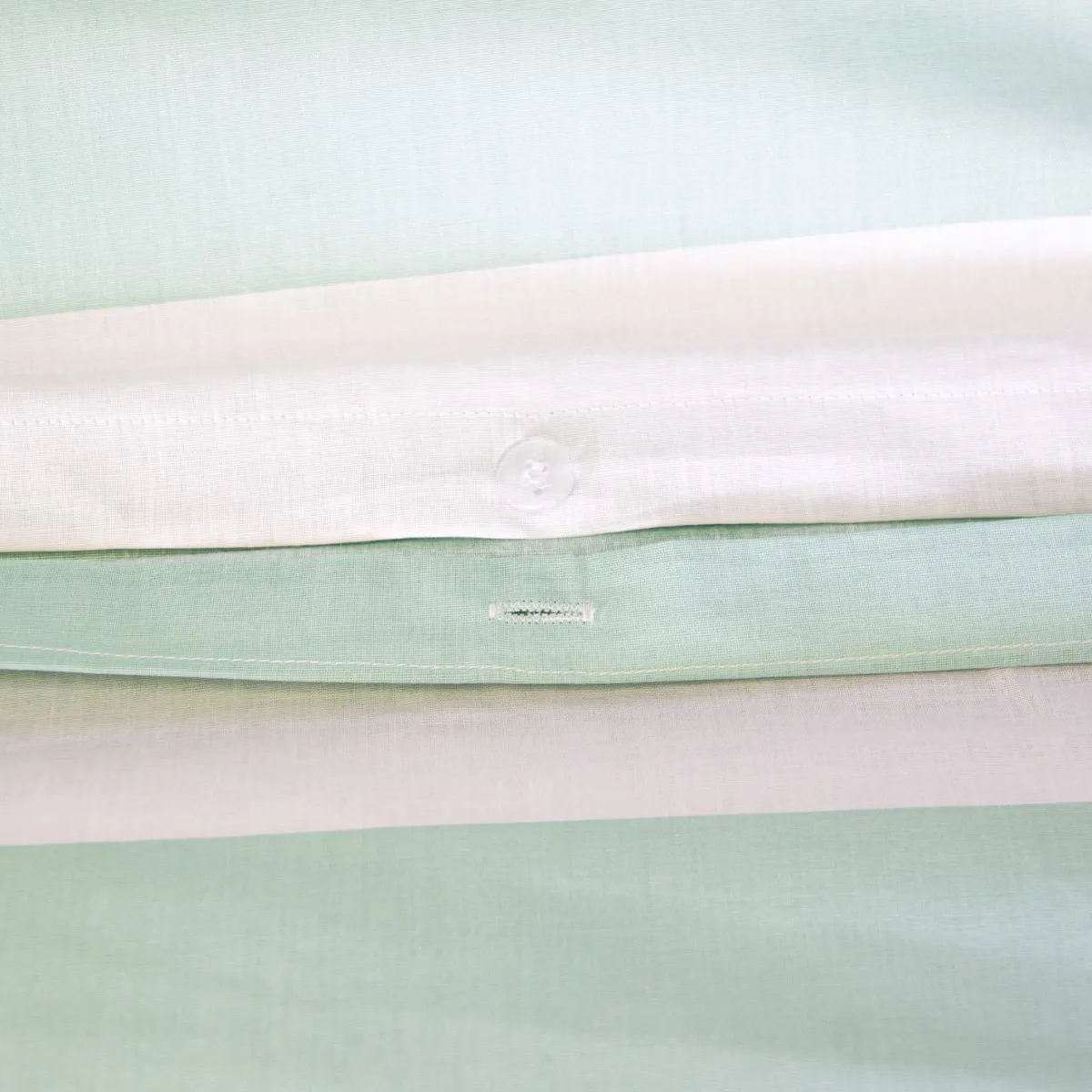 sweeek Set biancheria da letto in cotone a righe bianco e verde, 2 posti