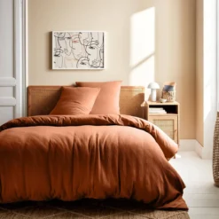 sweeek Set biancheria da letto in cotone terracotta