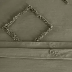 sweeek Set biancheria da letto in cotone verde, 2 posti
