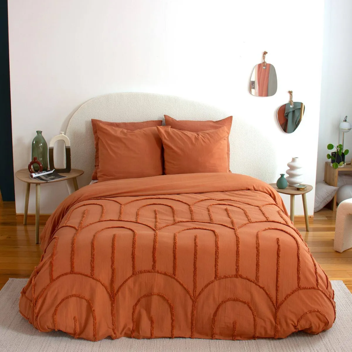 sweeek Set biancheria da letto in cotone terracotta, 2 posti