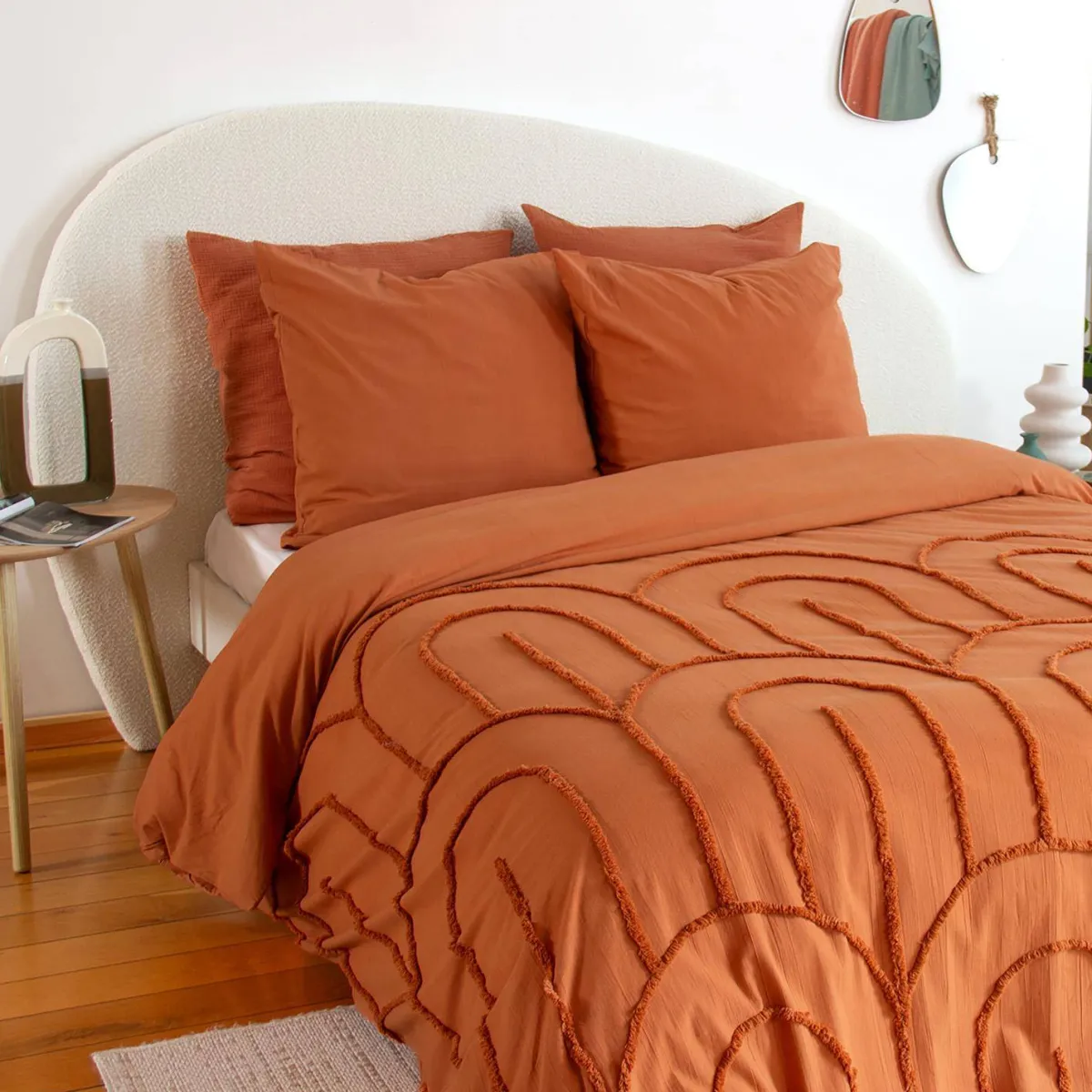 sweeek Set biancheria da letto in cotone terracotta, 2 posti