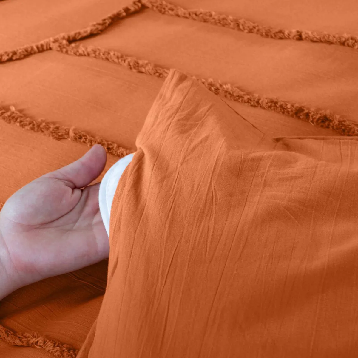 sweeek Set biancheria da letto in cotone terracotta, 2 posti