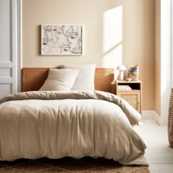 sweeek Set biancheria da letto in cotone beige