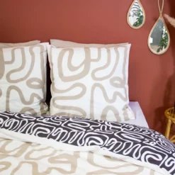 Set biancheria da letto in cotone reversibile con motivo grafico, 2 posti