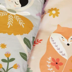 sweeek Set biancheria da letto in cotone reversibile stampata unicorno/ballerina, 140cm