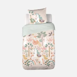 sweeek Set biancheria da letto in cotone reversibile stampata unicorno/ballerina, 140cm