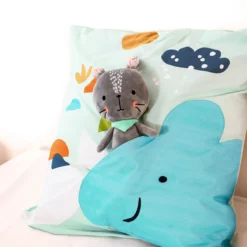 sweeek Set biancheria da letto in cotone reversibile stampata con dinosauri per un letto singolo, 140 cm