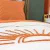 sweeek Set biancheria da letto in cotone reversibile stampato sole bianco/terracotta, 140 cm