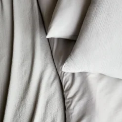 sweeek Set biancheria da letto in garza di cotone grigio chiaro