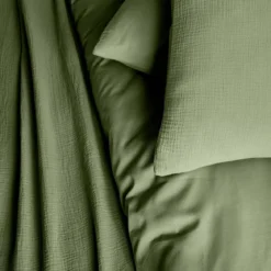 Set biancheria da letto in garza di cotone verde kaki