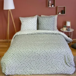 sweeek Set biancheria da letto in microfibra reversibile con fantasia, 2 posti