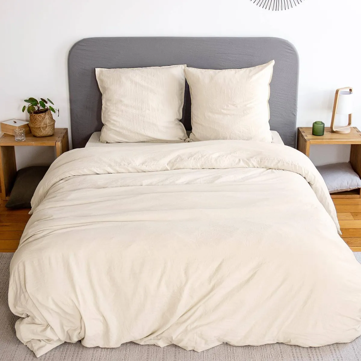 sweeek Set biancheria da letto in microfibra lavata, 2 posti