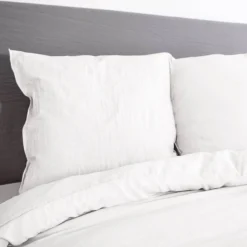 sweeek Set biancheria da letto in microfibra lavata bianca, 2 posti