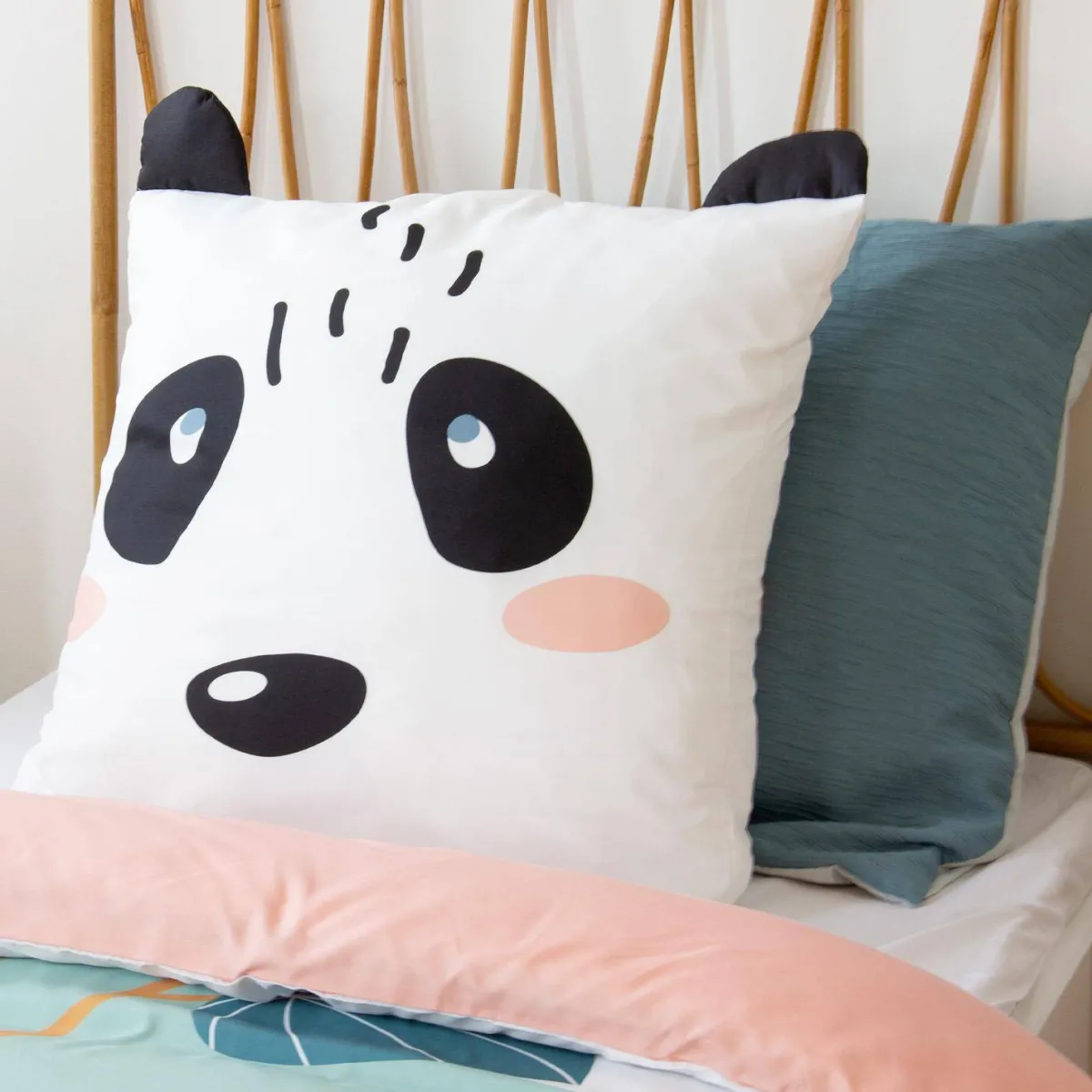 sweeek Set biancheria da letto in microfibra reversibile con stampa di panda, 140cm