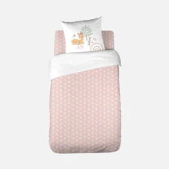 sweeek Set biancheria da letto in microfibra reversibile stampata foresta incantata, 140cm