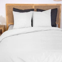 sweeek Set biancheria da letto in percalle di cotone bianco