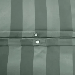 sweeek Set biancheria da letto in poliestere effetto satinato a righe sottili 2 posti verde