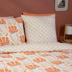 sweeek Set biancheria da letto reversibile con stampa floreale, 2 posti