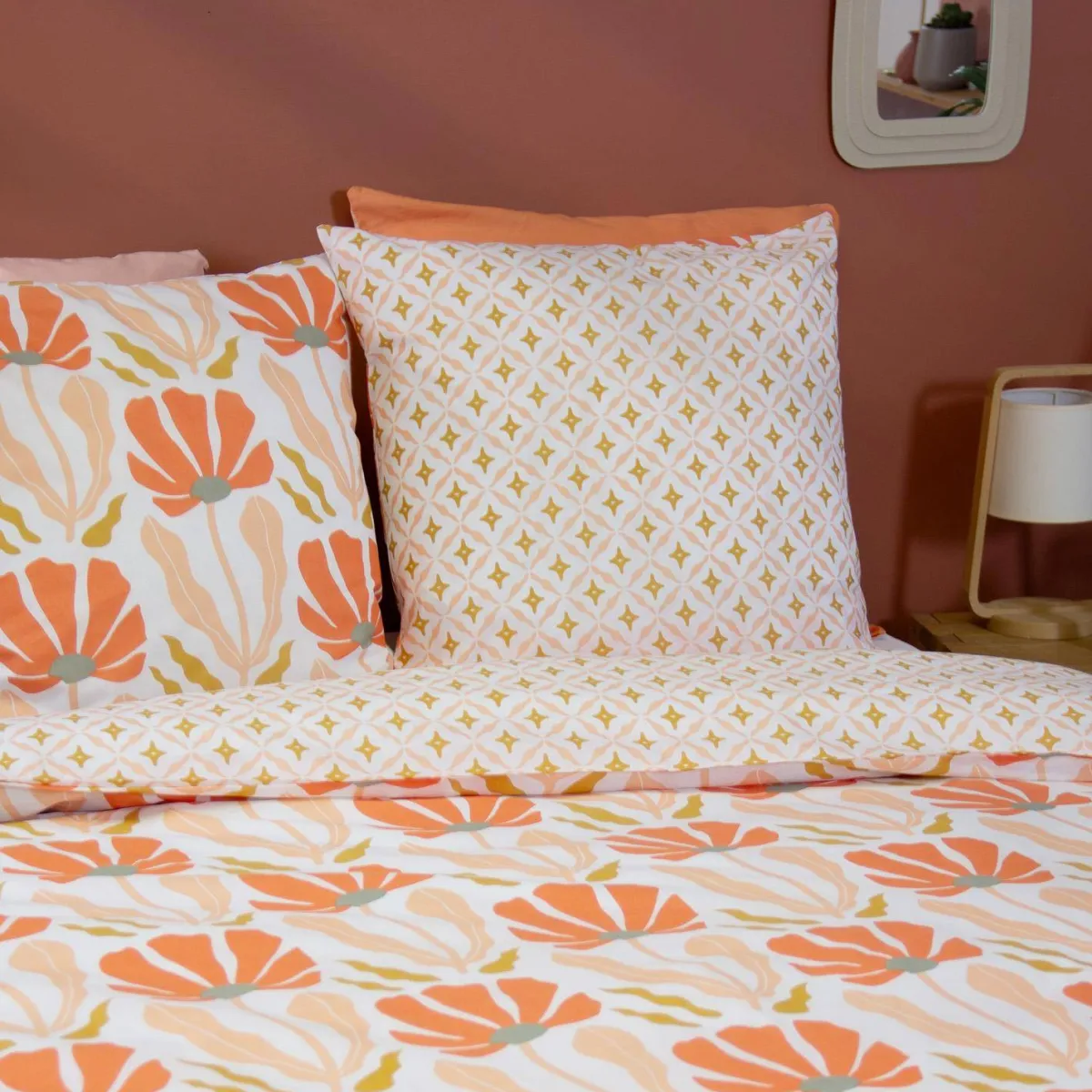 sweeek Set biancheria da letto reversibile con stampa floreale, 2 posti