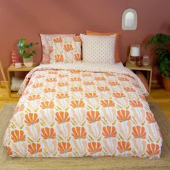 sweeek Set biancheria da letto reversibile con stampa floreale, 2 posti