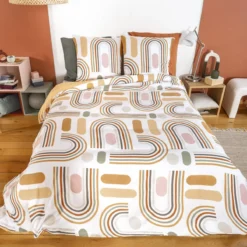 sweeek Set biancheria da letto reversibile arancione