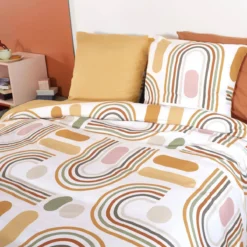sweeek Set biancheria da letto reversibile arancione