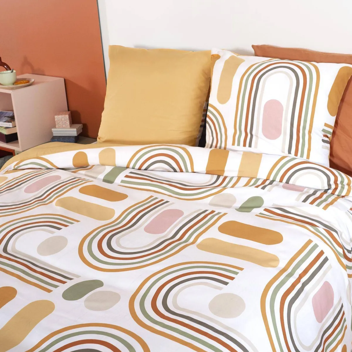 sweeek Set biancheria da letto reversibile arancione