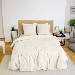 sweeek Set biancheria da letto reversibile crema, 2 posti
