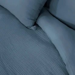 sweeek Set biancheria letto in mussola di cotone blu scuro