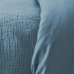 sweeek Set biancheria letto in mussola di cotone blu scuro