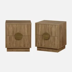 sweeek Set 2 comodini a 2 cassetti effetto mango scanalato