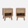 sweeek Set 2 comodini con decorazione in legno e canna da zucchero