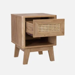 sweeek Set 2 comodini con decorazione in legno e canna da zucchero