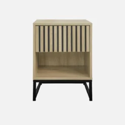 sweeek Set 2 comodini contemporanei, decoro in legno scanalato, 1 cassetto