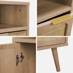 sweeek Set 2 comodini, decoro in legno, canalina arrotondata