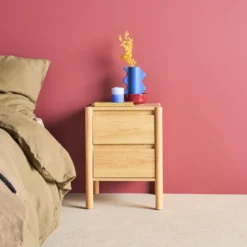 Set 2 comodini decoro legno 2 cassetti