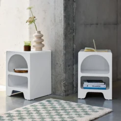 sweeek Set 2 comodini effetto legno bianco, 2 nicchie
