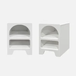 sweeek Set 2 comodini effetto legno bianco, 2 nicchie