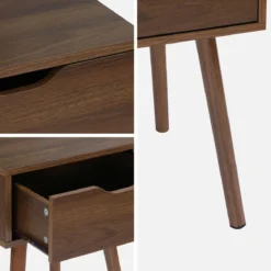 sweeek Set 2 comodini effetto legno 1 cassetto marrone