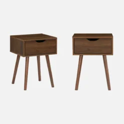 sweeek Set 2 comodini effetto legno 1 cassetto marrone